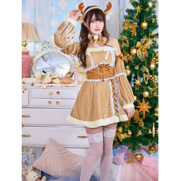 トナカイ コスチューム ワンピース レディース コスプレ ブラウン アニマル ファンメイド プリティトナカイ トナカイ コスプレ 衣装