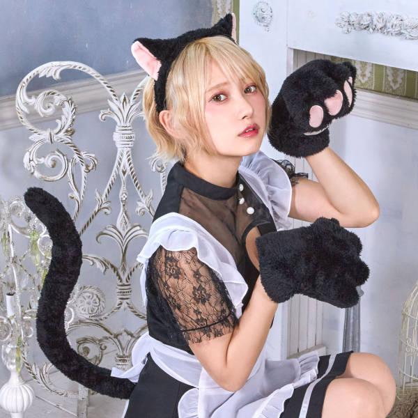 もふもふアニマルセット 黒ねこ 黒猫 くろねこ 動物 ネコ 手袋