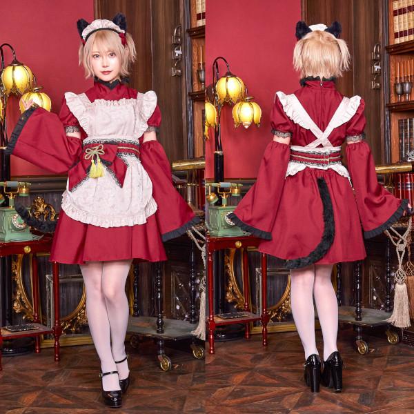 ハイカラニズム ネコメイド メイド服 黒猫 コスプレ 衣装 ハロウィン 仮装 赤 女性用 |  | 02