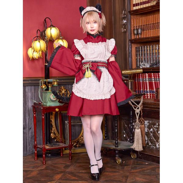 ハイカラニズム ネコメイド メイド服 黒猫 コスプレ 衣装 ハロウィン 仮装 赤 女性用 |  | 03