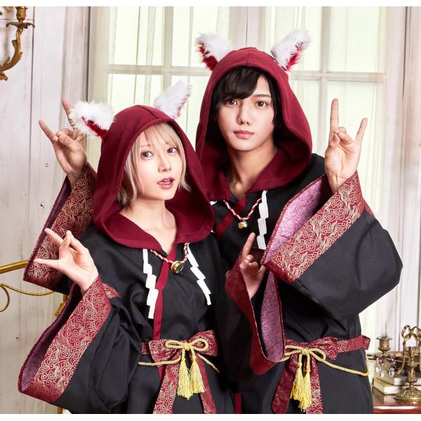 ファングル 稲荷様パーカー 男女兼用 白狐 キツネ お稲荷さん コスプレ 衣装 ハロウィン 仮装 黒 大人用 |  | 09