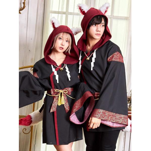 ファングル 稲荷様パーカー 男女兼用 白狐 キツネ お稲荷さん コスプレ 衣装 ハロウィン 仮装 黒 大人用 |  | 10