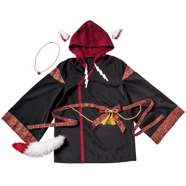 ファングル 稲荷様パーカー 男女兼用 白狐 キツネ お稲荷さん コスプレ 衣装 ハロウィン 仮装 黒 大人用 |  | 01