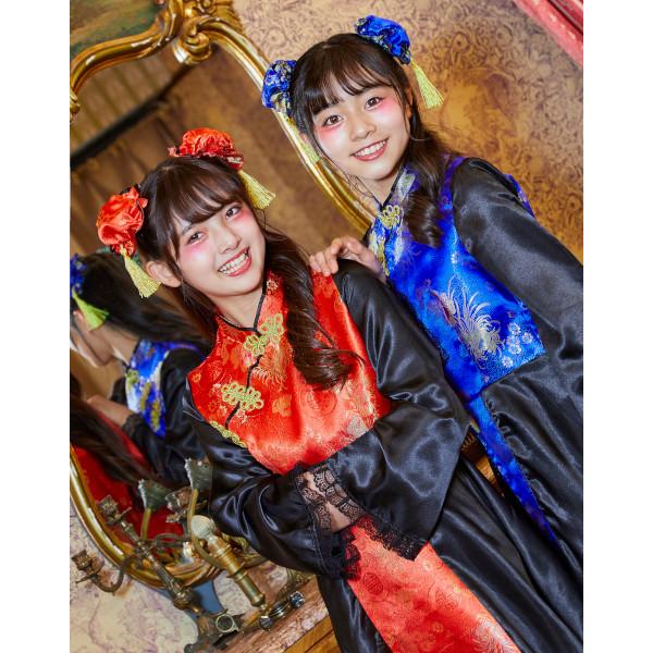 チャイニーチャイナ ブルー チャイナ服 チャイナドレス ジュニア 150cm ハロウィン 仮装 長袖 衣装｜magicnight｜12