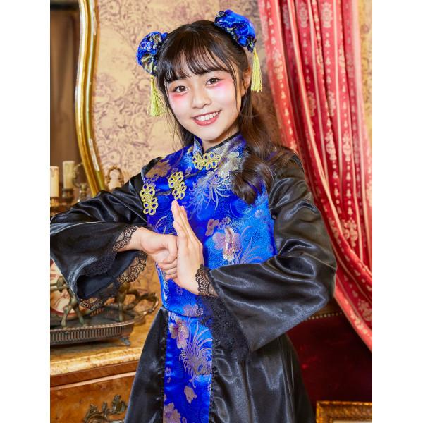 チャイニーチャイナ ブルー チャイナ服 チャイナドレス ジュニア 150cm