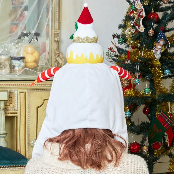 パタパタハット クリスマスケーキ ホワイト Xmas かぶりもの 被り物 コスプレ 仮装 白｜magicnight｜09