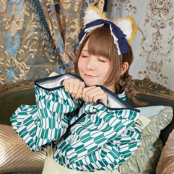 マイフェイヴ 茉夏 イヌ派 ハイカラメイド メイド服 犬 コスプレ 衣装 ハロウィン 仮装 矢羽柄 青緑色 女性用 |  | 12