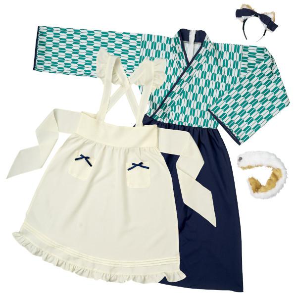 マイフェイヴ 茉夏 イヌ派 ハイカラメイド メイド服 犬 コスプレ 衣装 ハロウィン 仮装 矢羽柄 青緑色 女性用 |  | 01