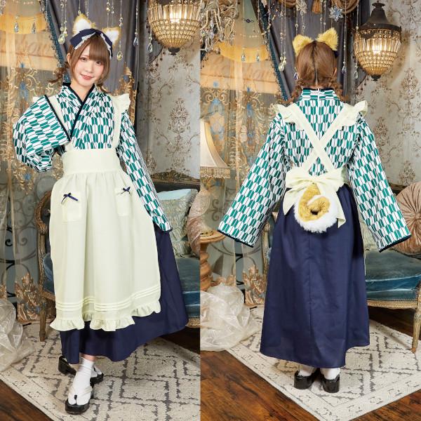 マイフェイヴ 茉夏 イヌ派 ハイカラメイド メイド服 犬 コスプレ 衣装 ハロウィン 仮装 矢羽柄 青緑色 女性用 |  | 02