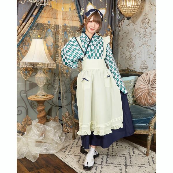 マイフェイヴ 茉夏 イヌ派 ハイカラメイド メイド服 犬 コスプレ 衣装 ハロウィン 仮装 矢羽柄 青緑色 女性用 |  | 03