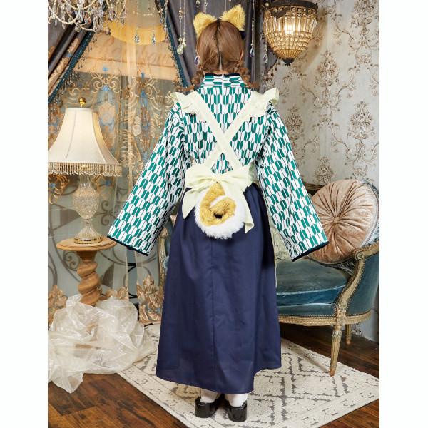 マイフェイヴ 茉夏 イヌ派 ハイカラメイド メイド服 犬 コスプレ 衣装 ハロウィン 仮装 矢羽柄 青緑色 女性用 |  | 04