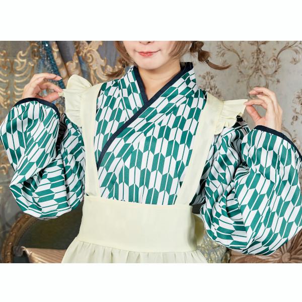 マイフェイヴ 茉夏 イヌ派 ハイカラメイド メイド服 犬 コスプレ 衣装 ハロウィン 仮装 矢羽柄 青緑色 女性用 |  | 06