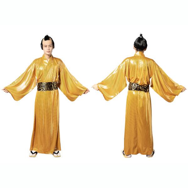 金色将軍 ＋ ザ・さむらいカツラ セット 着物 衣装 時代劇 ダンス 