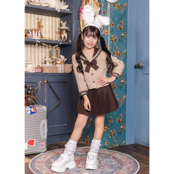 ブラウンセーラー キッズ 制服 セーラー服 コスプレ 仮装 ハロウィン バレンタイン 衣装 ベージュ 茶色 女の子 子供用 |  | 10