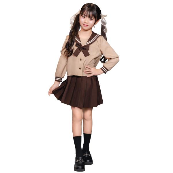 ブラウンセーラー キッズ 制服 セーラー服 コスプレ 仮装 ハロウィン バレンタイン 衣装 ベージュ 茶色 女の子 子供用 |  | 14