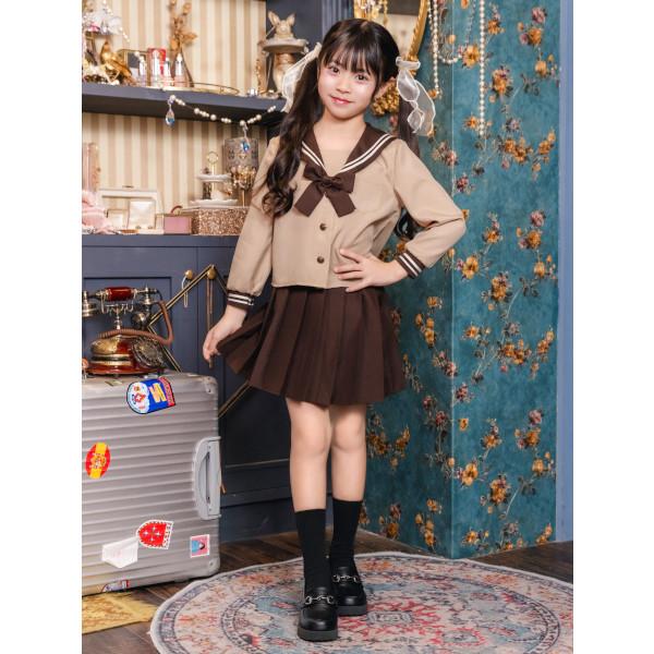 ブラウンセーラー キッズ 制服 セーラー服 コスプレ 仮装 ハロウィン バレンタイン 衣装 ベージュ 茶色 女の子 子供用 |  | 03