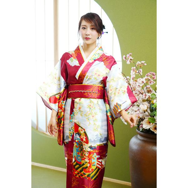 レディース着物 紅舞妓 仮装用 着物 コスプレ 衣装 帯はマジックテープ簡易仕様 |  | 08