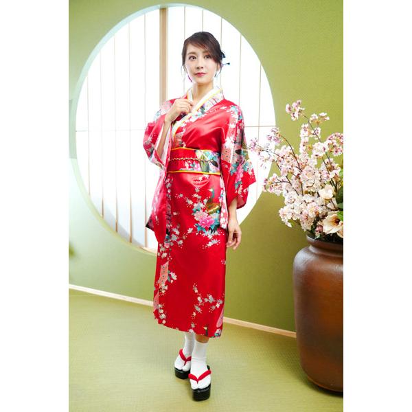 レディース着物 赤孔雀 仮装用 着物 コスプレ 衣装 帯は紐を結ぶ簡易仕様 |  | 05