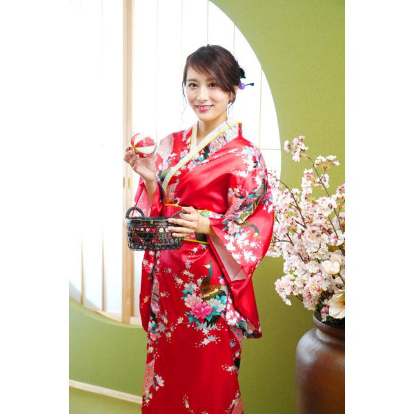 レディース着物 赤孔雀 仮装用 着物 コスプレ 衣装 帯は紐を結ぶ簡易仕様 |  | 07