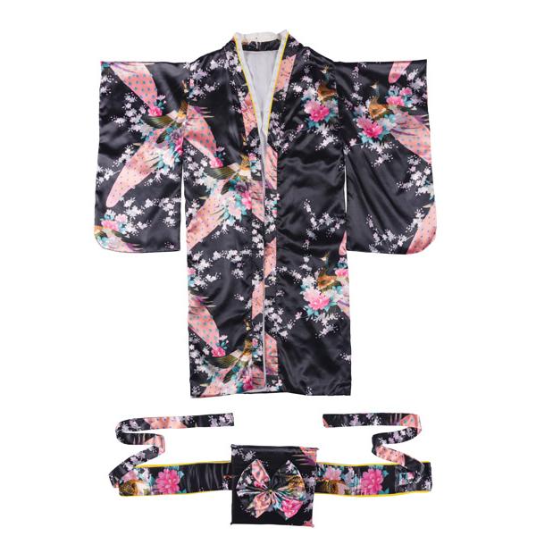 レディース着物 黒孔雀 仮装用 着物 コスプレ 衣装 帯は紐を結ぶ簡易仕様 |  | 02