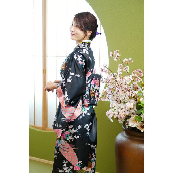 レディース着物 黒孔雀 仮装用 着物 コスプレ 衣装 帯は紐を結ぶ簡易仕様 |  | 07