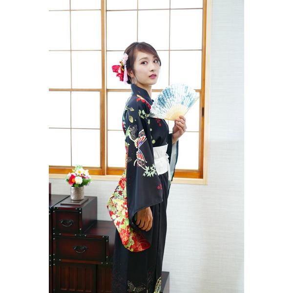 レディース着物セット 黒牡丹 仮装用 着物 浴衣 コスプレ 衣装 髪飾り 扇子付き 帯は帯紐で留める簡易仕様 |  | 09