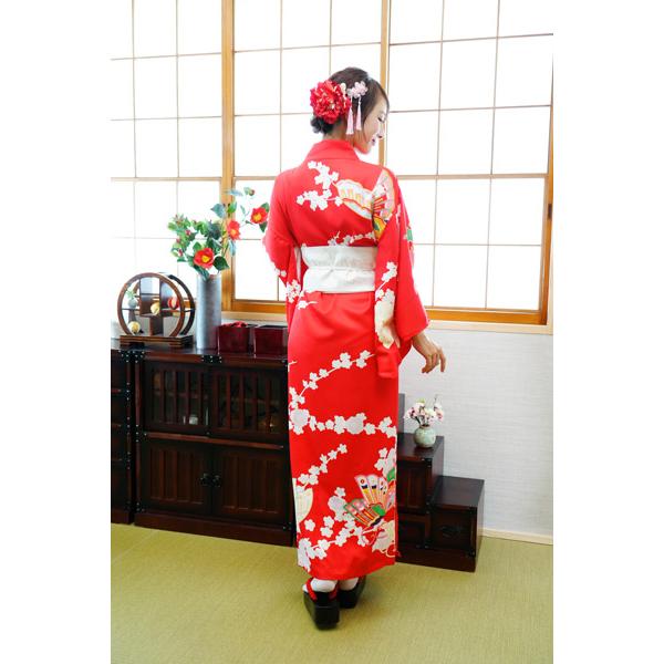レディース着物セット 朱蝶 仮装用 着物 浴衣 コスプレ 衣装 髪飾り 扇子付き 帯は帯紐で留める簡易仕様 |  | 06
