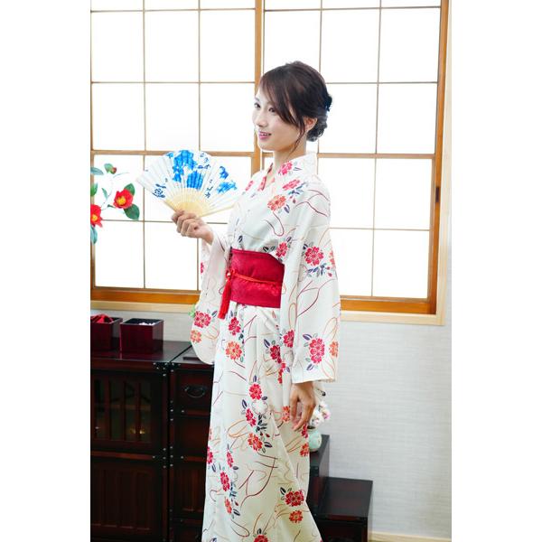 レディース着物セット 白花 仮装用 着物 浴衣 コスプレ 衣装 髪飾り 扇子付き 帯は帯紐で留める簡易仕様 |  | 07