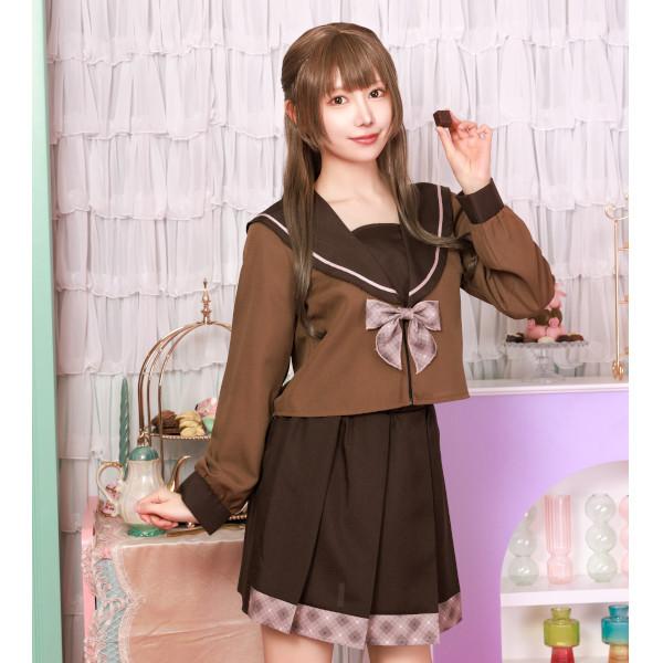 チョコレートセーラー セーラー服 制服 コスプレ 衣装 バレンタイン ハロウィン 仮装 ミニスカート ブラウン 大人用 |  | 07