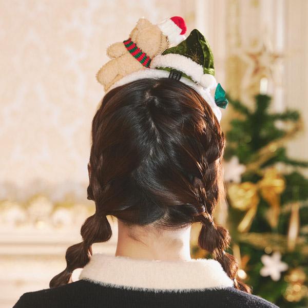 テディベア ベロアサンタカチューシャ 緑 クリスマス サンタ帽 カチューシャ |  | 03