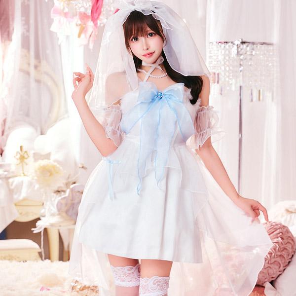 ロングテールブライド ハロウィン コスプレ 仮装 ドレス 花嫁 結婚式 ウェディング ブライダル ブルー ワンピース コスチューム 衣装 |  | 03