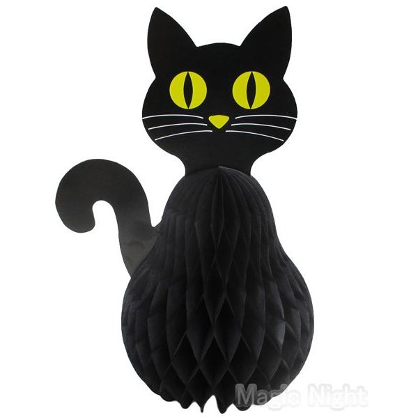 ハニカムデコレーション ブラックキャット1ｐ ハロウィン ディスプレイ 装飾用｜magicnight