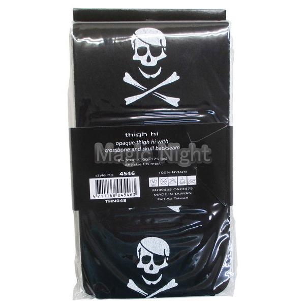 4546 Backseam Cross Bone & Skull Pritt Design Thigh Hi Black / 分類：タイハイソックス 定形外発送可 |  | 02