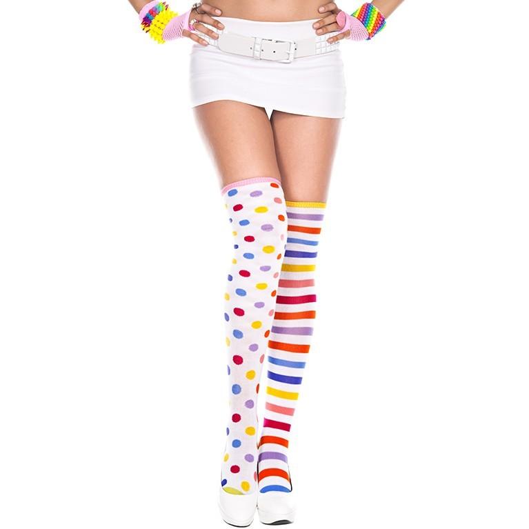 4605 Striped and Polkadot Thigh Hi / 分類：タイハイソックス | 
