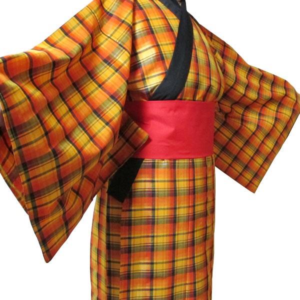 茶店のお春ちゃん 橙格子-赤帯 時代劇 和装 町娘 コスプレ 衣装