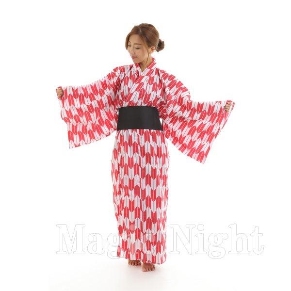 矢がすり着物 赤着物黒帯 紫着物赤帯 仮装 衣装 コスチューム |  | 01