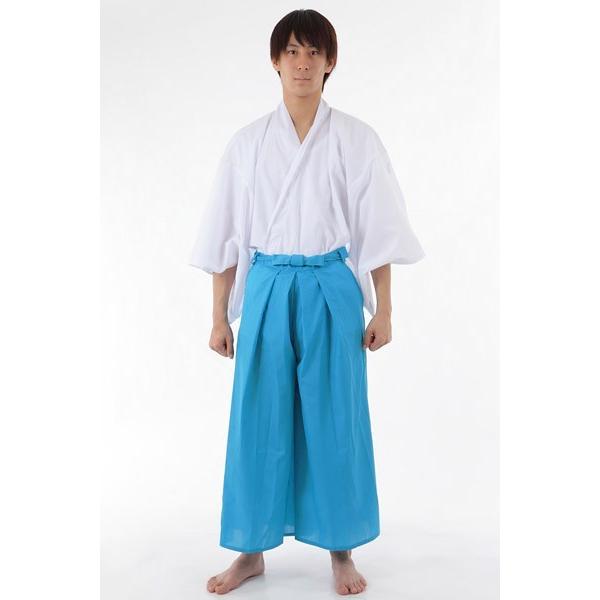カラー袴 水色 上衣付き ホワイト×スカイブルー 上下セット |  | 01