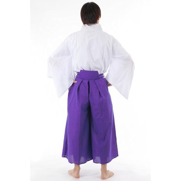 カラー袴 紫 上衣付き ホワイト×パープル 上下セット : コスプレ衣装