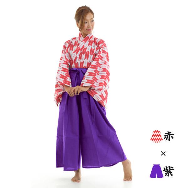 矢がすり上衣（赤）+カラー袴セット 矢絣 やがすり 着物 ハロウィン 仮装 コスチューム 衣装 男女兼用 |  | 14