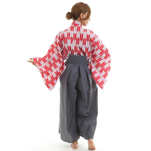 矢がすり上衣（赤）+カラー袴セット 矢絣 やがすり 着物 ハロウィン 仮装 コスチューム 衣装 男女兼用 |  | 02