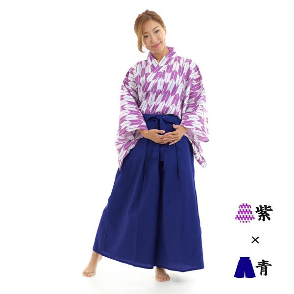 矢がすり上衣（紫）+カラー袴セット 矢絣 やがすり 着物 ハロウィン 仮装 コスチューム 衣装 男女兼用 |  | 08