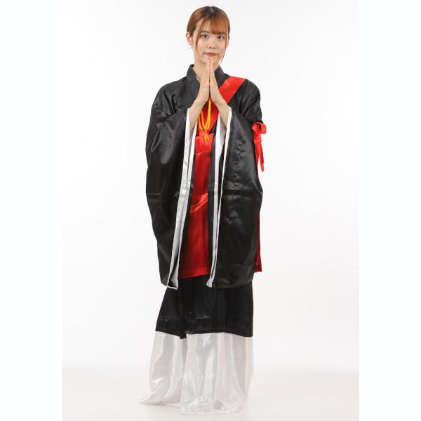 わたしはお坊さん 大僧正 住職 僧侶 和尚 ハロウィン 仮装 コスプレ 衣装 着物 黒 赤 大人用 |  | 01