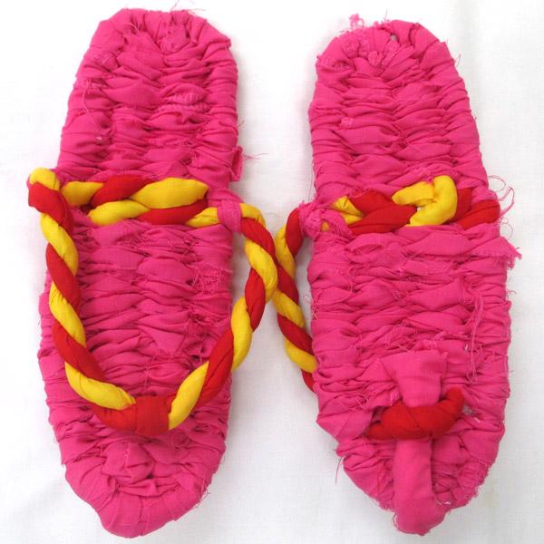 カラーわらじ ピンク 草鞋 草履 24cm 手作り 布わらじ 布ぞうり |  | 01