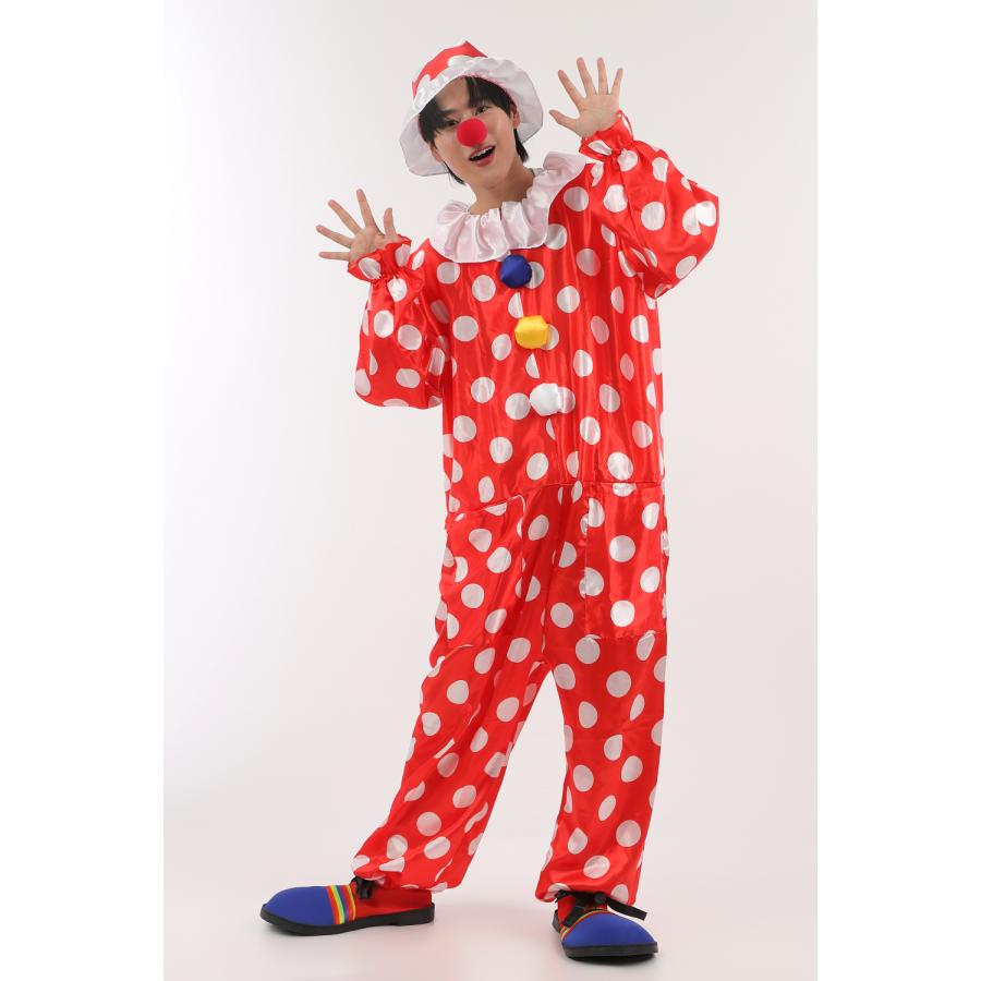 ハッピークラウン ピエロシューズ付き ピエロ 衣装 仮装 コスチューム 大人用 白い手袋プレゼント |  | 01
