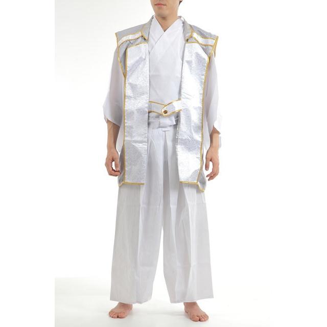 謙信拵 戦国武将陣羽織 武将 仮装 コスプレ 侍 武士 衣装 銀 シルバー 男性用 | 