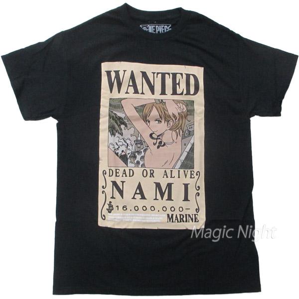 ワンピース ウォンテッド ナミ Tシャツ 半袖 大人用 ブラック 黒 