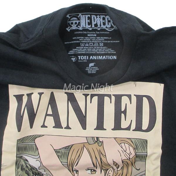 ワンピース ウォンテッド ナミ Tシャツ 半袖 大人用 ブラック 黒 