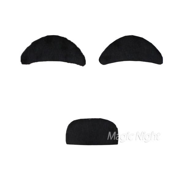 ジャンボ眉毛・ちょびひげセット 付け髭 ひげ コスプレ 変装 付け髭 まゆ毛 口ひげ 黒 |  | 01