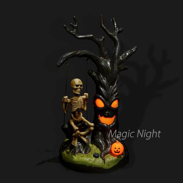 ムービングブランコ スケルトン ハロウィン 飾り 置き物 オブジェ