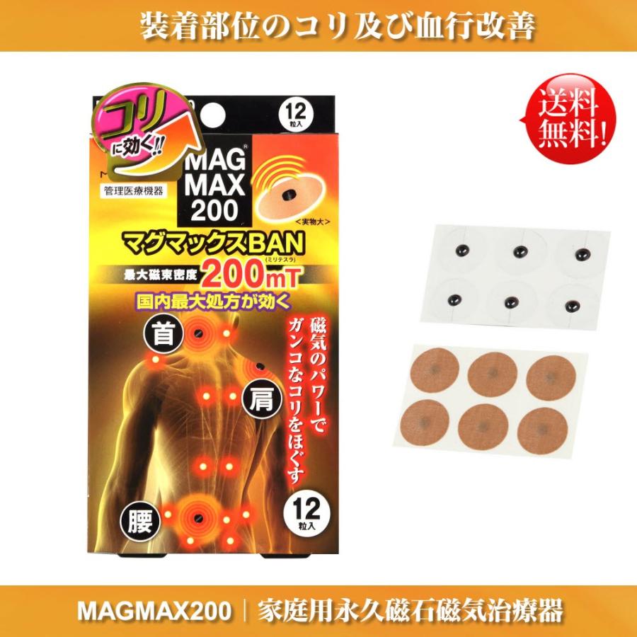 【送料無料】マグマックスBAN マグネットバン MAGMAX200 磁気のパワーでガンコなコリをほぐす 国内最大処方・最大磁束200mT (12粒入) | 